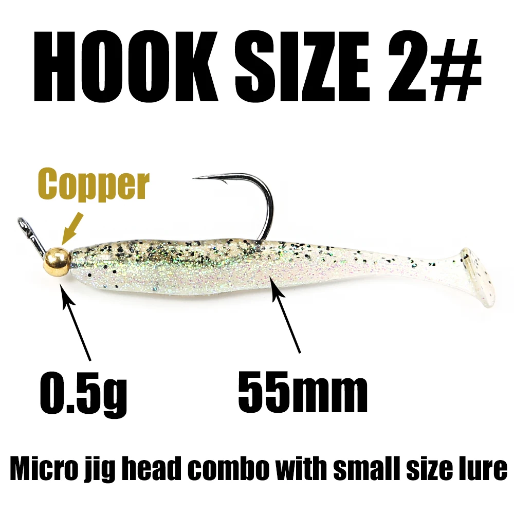 B&U 10 Stück Mini Micro Jig Kopfhaken Rockfish Freiliegender Kopfhaken Widerhaken Forelle Weicher Wurm Köder Jig Angelhaken Angelgerät – Detail 7
