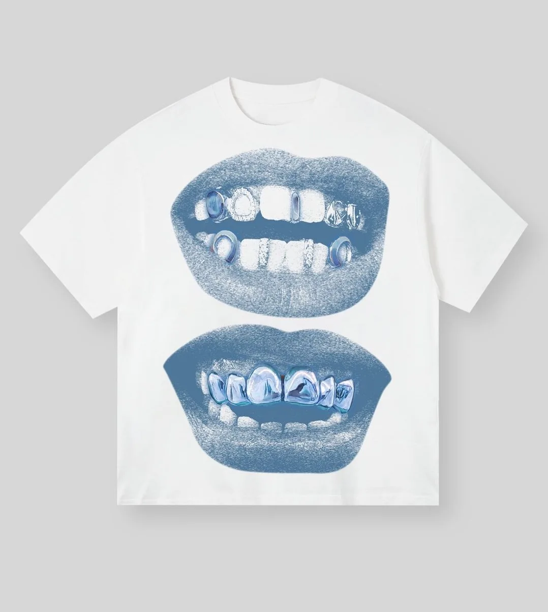 Y2k T Shirt Goth Harajuku Tooth Pattern Graphic T Shirts New Casual Round Neck Men and Women Oversized T Shirt Hip Hop Punk Tops