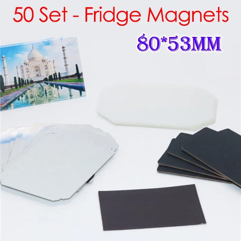 80*53mm/50*50mm 50PCS DIY Rectangle Fridge Magnets Making Supplies for Home Refrigerator Decor Strong Magnet Fridge Button Parts