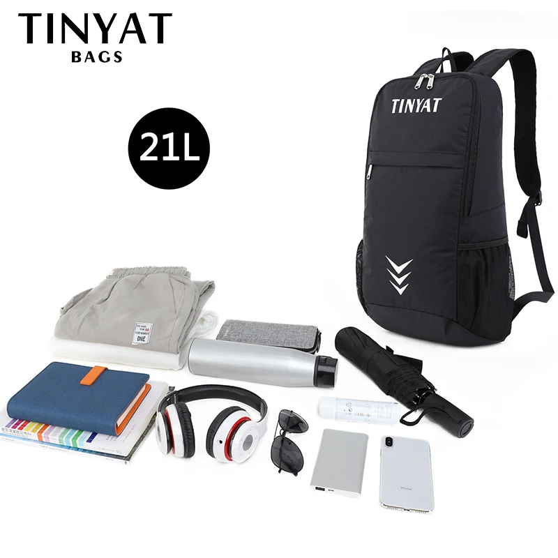 TINYAT 21L Lightweight Gym Backpack for Men, Large Capacity Folding Sports Bag, Versatile Male Backpack for Travel and Outdoor