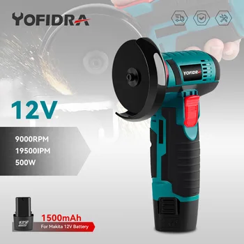 12V 500W Mini Angle Grinder 19500RPM Cordless Rechargeable Handheld Grinding Tool Polishing Grinding Cutting Machine Power Tools