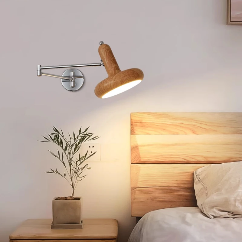 Nordic Minimalist LED Wall Lamp Swing Arm Retractable Sconce for Bedroom Bedside Study Living Room Background Lighting Fixtures