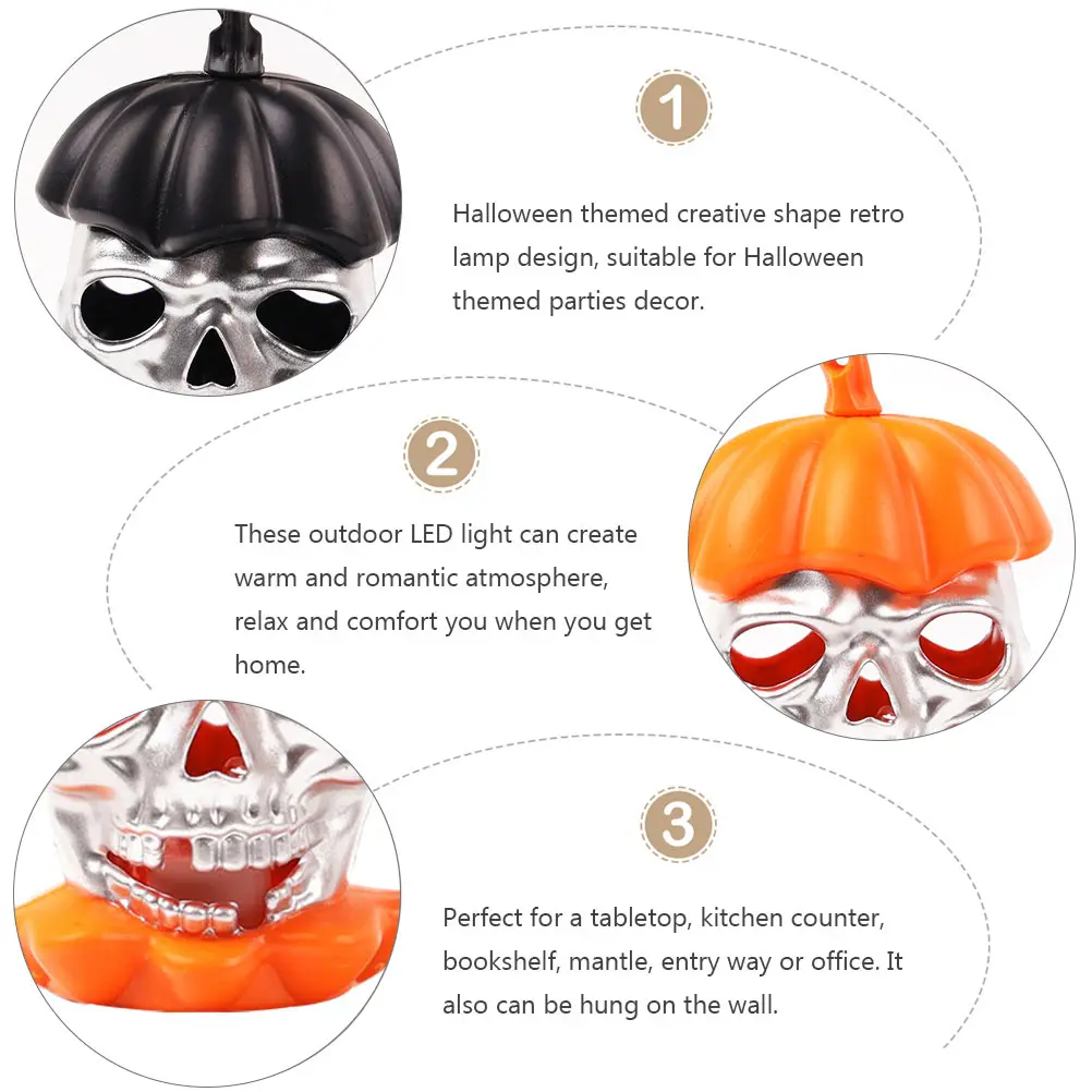 

2 Pcs Pumpkin Lantern Skull Halloween Outdoor Decor Plastic Novelty Lighting