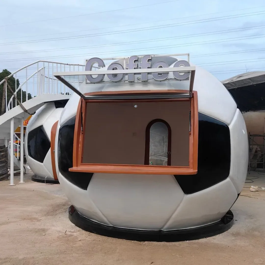 Football-Shaped Coffee Kiosk Mobile Vending Cart Milk Tea Food Scenic Spots Creative Internet Famous Custom