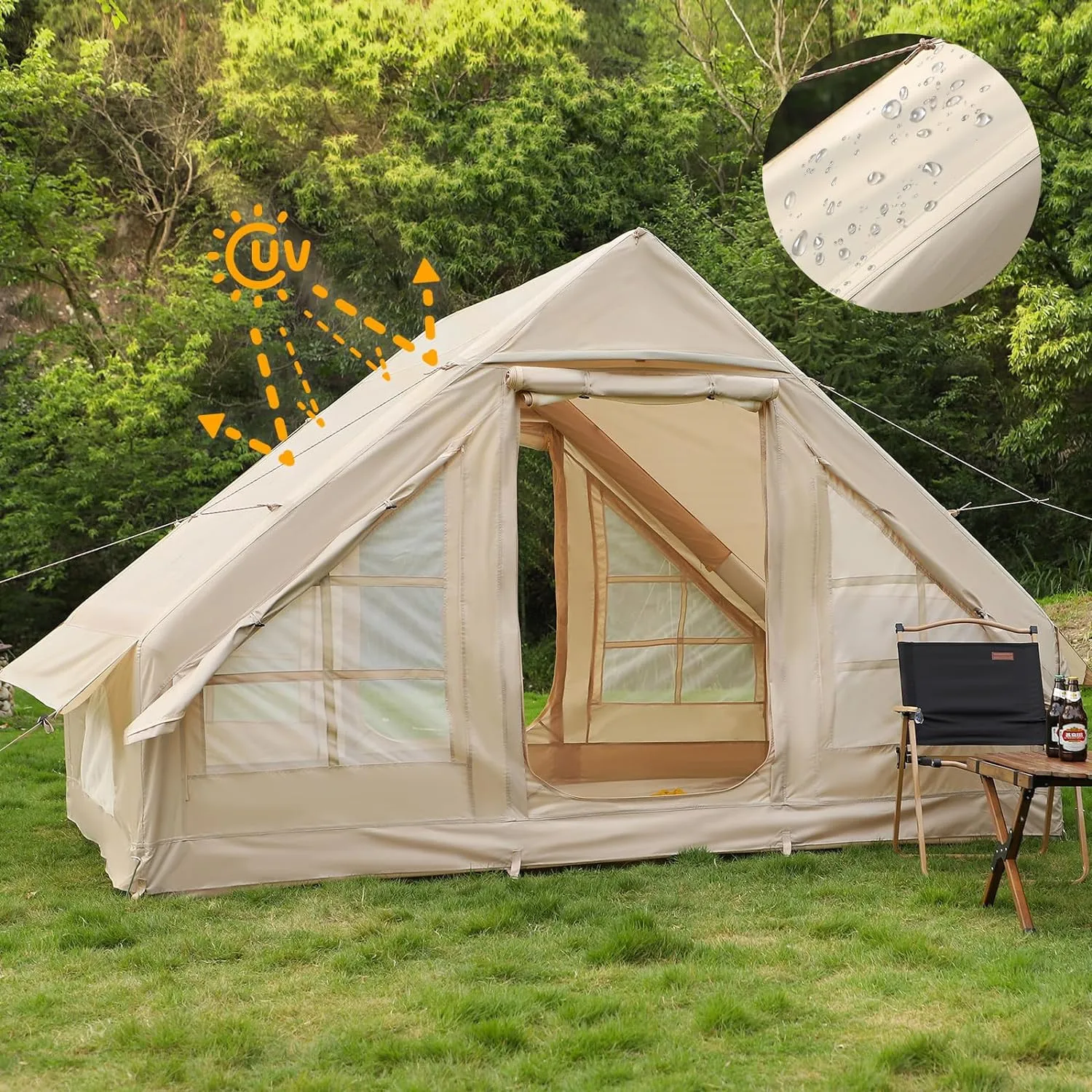 

Equipment Smart Library Outdoor Camping Family Gatherings Waterproof Oxford Fabric Forest Cabin Inflatable Tent With Air Pump