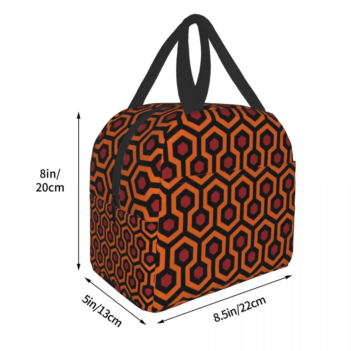 Orange Shining Looped Hexagons Carpet Insulated Lunch Bags for Women Kids School Vintage Geometric Thermal Cooler Bento Box