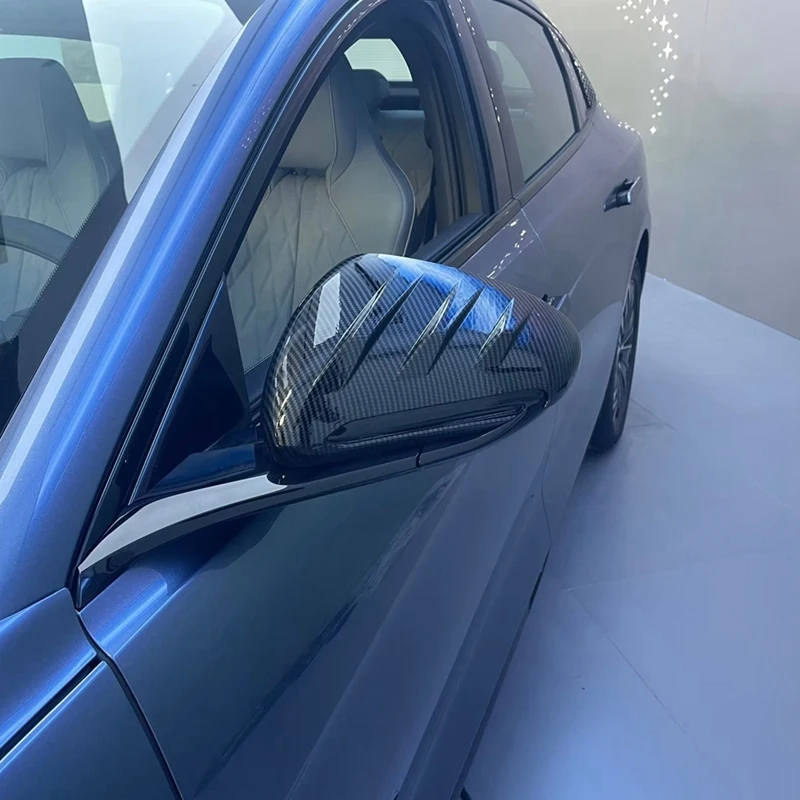 2 قطعة ABS ألياف الكربون نمط مرآة الرؤية الخلفية غطاء ل BYD ختم 2022 عكس غطاء مرآة عاكس المضادة للخدش غطاء-T45C