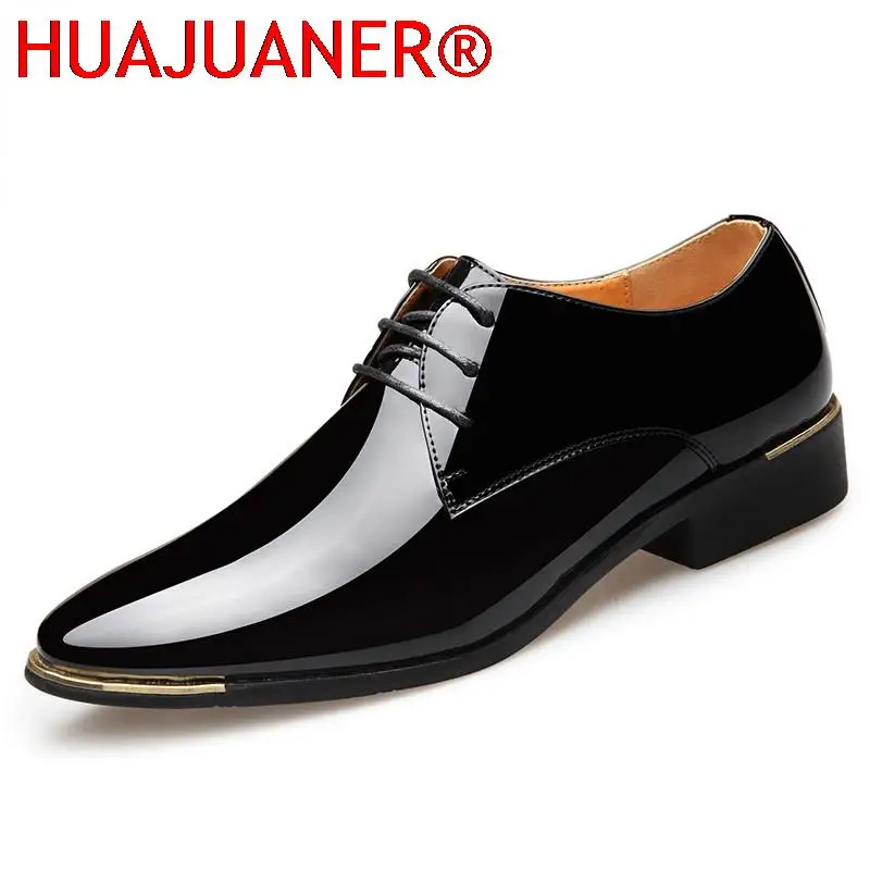 

Men Premium Patent Leather Shoes White Wedding Shoes Size 38-48 Black Leather Low Top Soft Men Dress Shoes Solid Color 2025 New