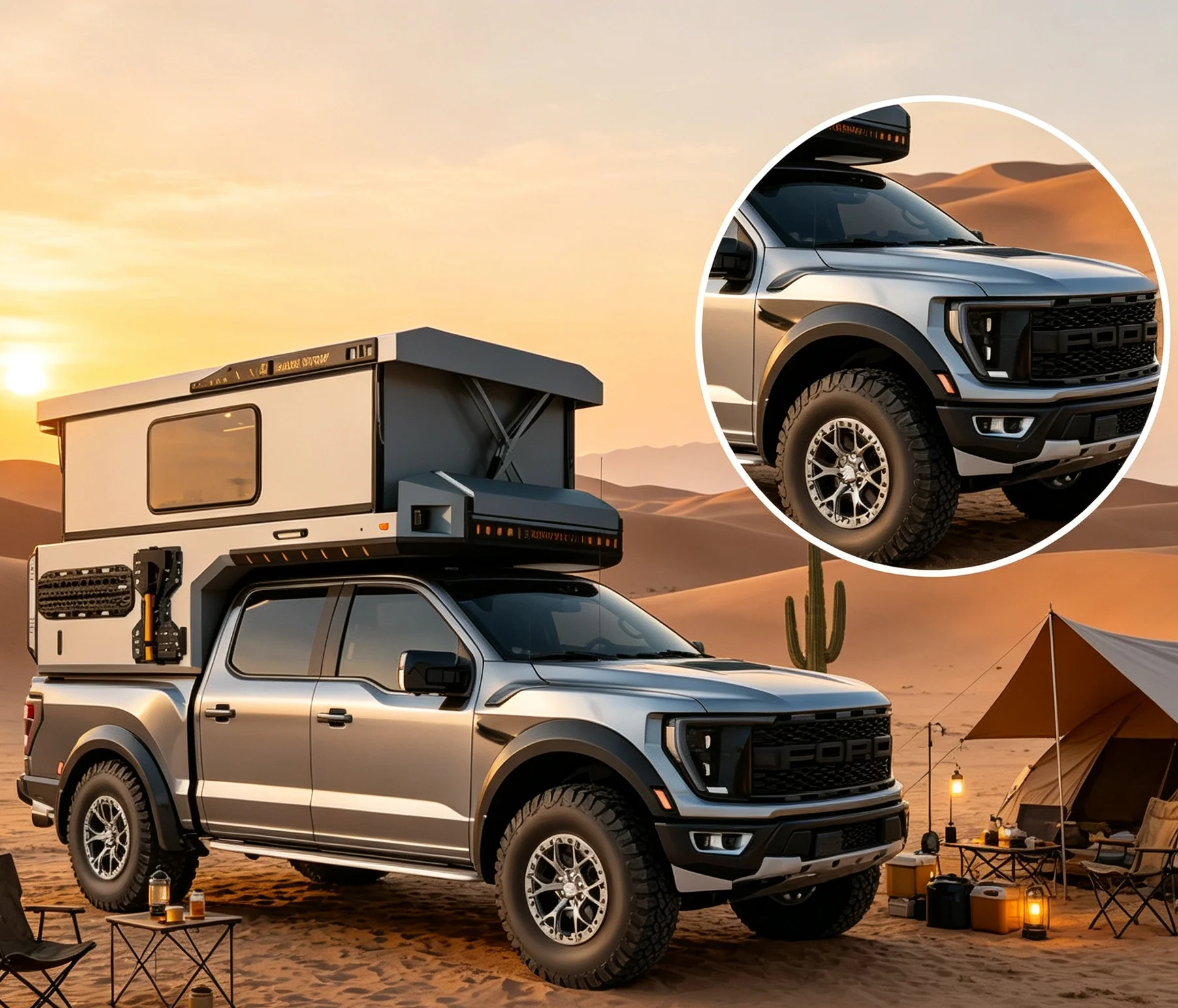 Truck Camper for Pickup 4x4 Foldable Travel Trailer Lightweight Independent Suspension Sleeps 4 Wholesale view 3