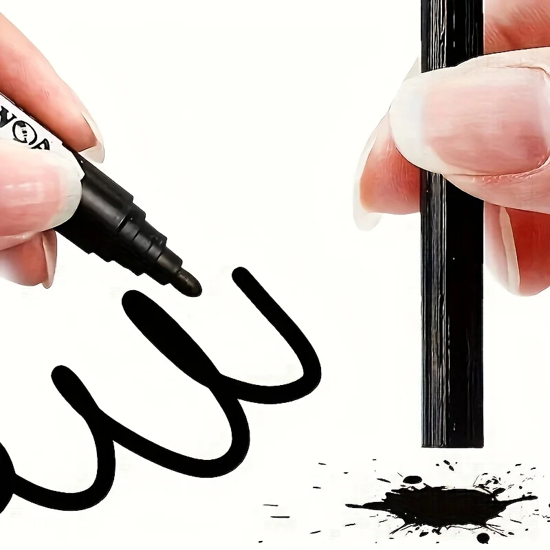 5 Permanent Markers, Waterproof Black Ink, High-Capacity Oil-Based, Bold Tip Suitable for Office, Logistics and Daily Use
