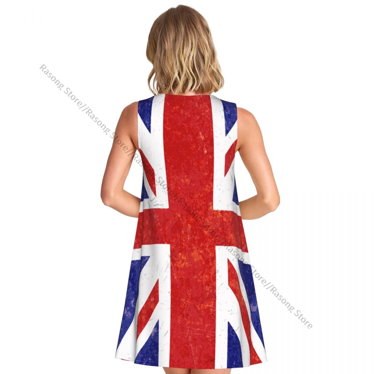 Women's Dress Summer Casual T Shirt Dresses Beach Cover up Grunge Union Jack Flag Tank Dress