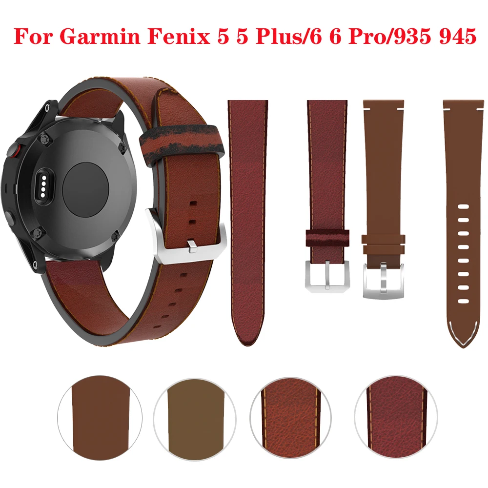 Nice 22mm Genuine Leather Easyfit Wrist Band Strap For Garmin Fenix 6 6 Pro Wristband Strap For Garmin Fenix 5 935 945 S60 Watch