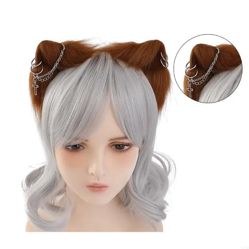 

N7YE Kitten Ear Headbands Halloween Cosplay Costume Ears Fursuit for Live Show