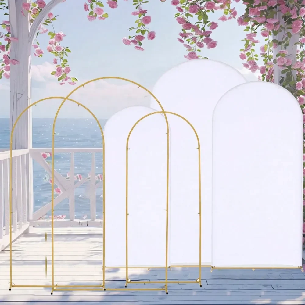 

Набор из 3-х металлических арочных стендов для декора с 3-мя чехлами из спандекса для свадебных арок, 5.9, 6.6, 7.2 фута, для квадратных свадебных арок и арок для воздушных шаров