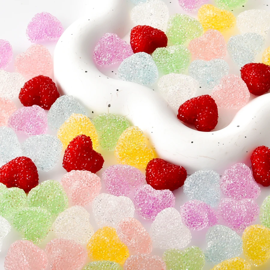 3/5Pcs Mix Dopamine Resin Shiny Heart Candy Loose Beads DIY Phone Charms Decor Material Kawaii Dainty Food Sweets Charms Jewelry