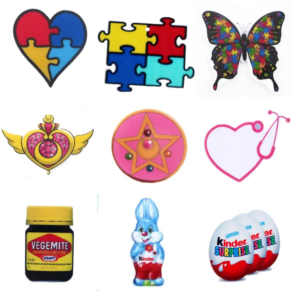 5pcs Planar Resin Flatback Autism Awareness Health Resin For Crafts Jewelry Making Birthday Girl DIY Accessorie Headwear