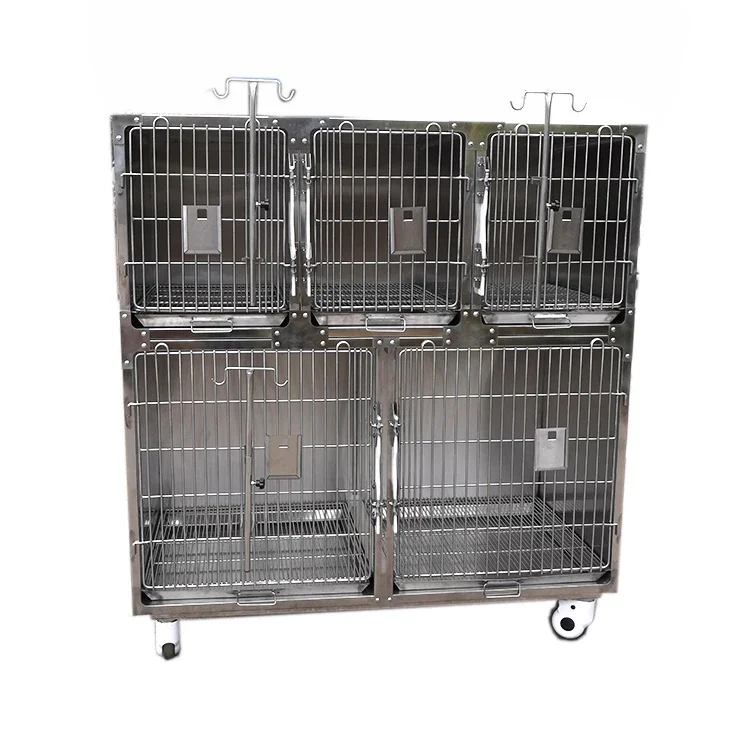 Double Layer High Quality 304 Stainless Steel Pet Cage Cat Dog House Cage for Animal Veterinary Use