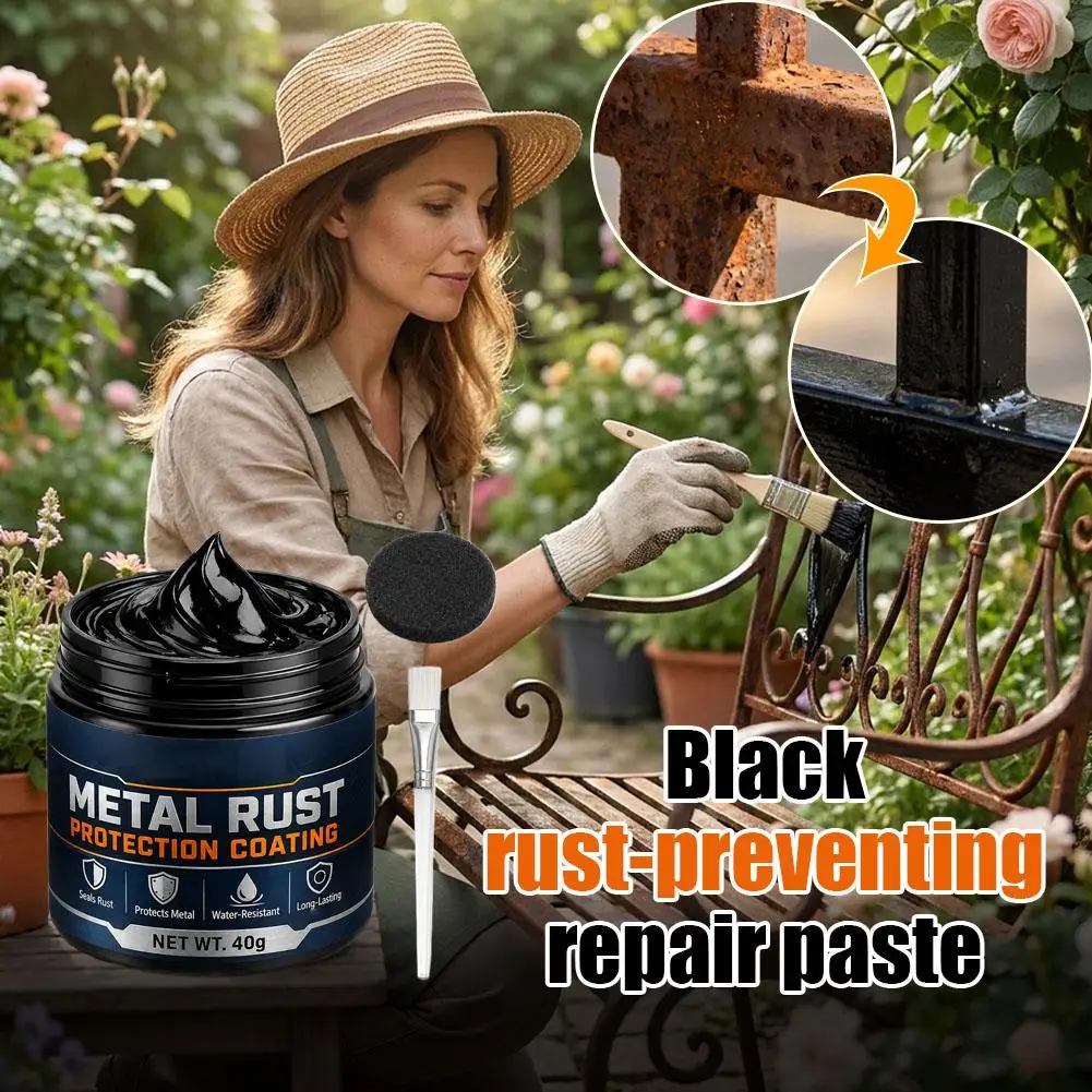 Anti-Rust Metal Repair Paste Black Protective Coating with Brush Cleaning Pad for Car Chassis Undercarriage Accessories
