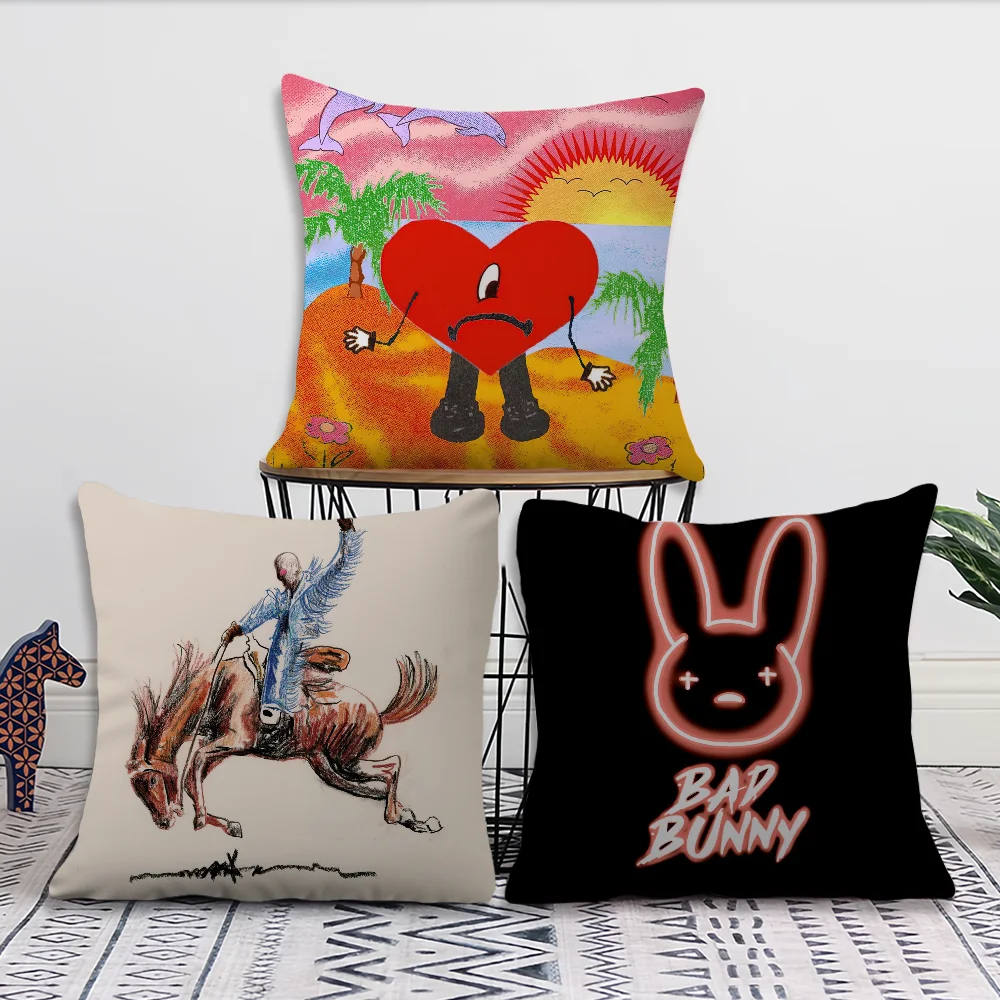 

Rapper B-Bad B-Bunny Decoration Room Home Sofa living Office Car Nordic Simplicity Pillow Cover