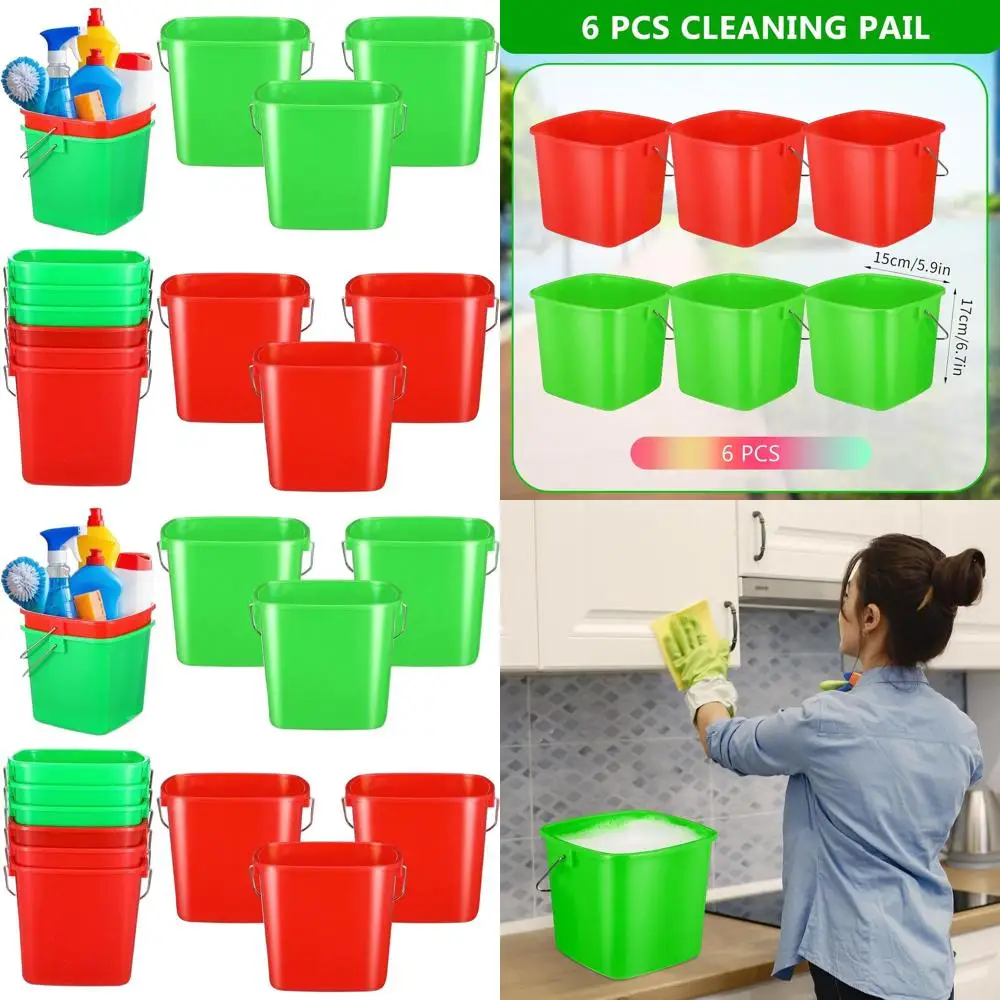 

Set of 6 3-Quart Square Cleaning Buckets with Detergent Pails, Ideal for Home, Restaurant, Kitchen, Office, and School (Green &