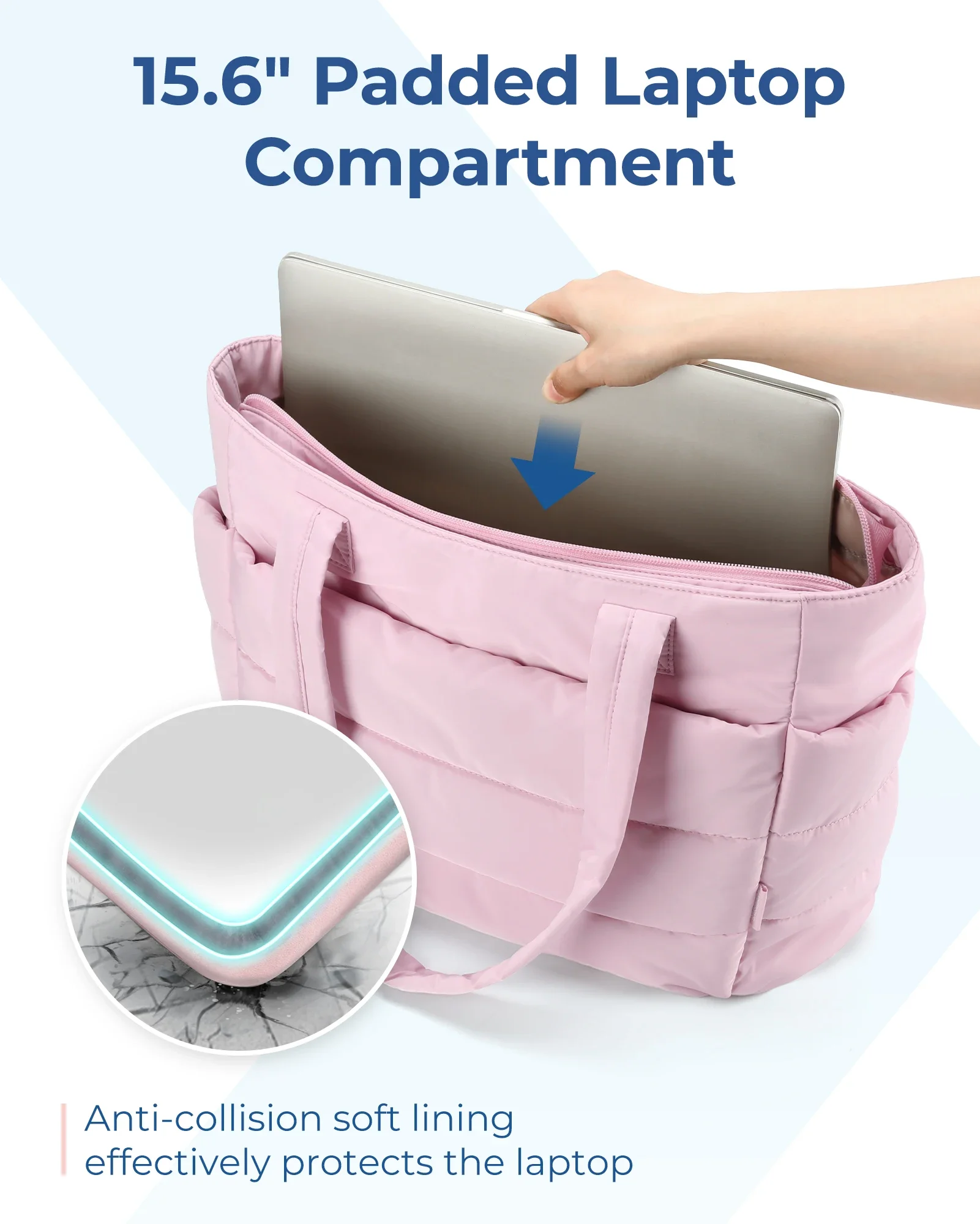 حقيبة يد نسائية خفيفة الوزن منفوشة مناسبة للسفر والعمل والشاطئ وصالة الألعاب الرياضية بسعة كبيرة ومتعددة الألوان