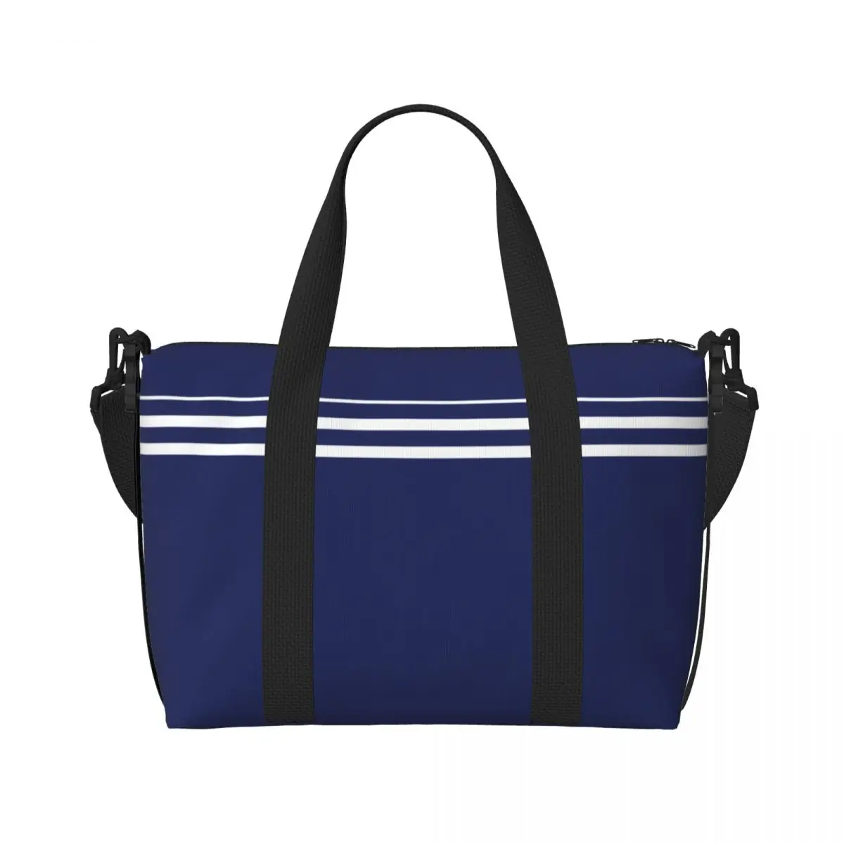 Custom Navy Blue Stripes Nautical Anchor Grocery Shopping Tote Bag Women Big Capacity Gym Beach Travel Bags