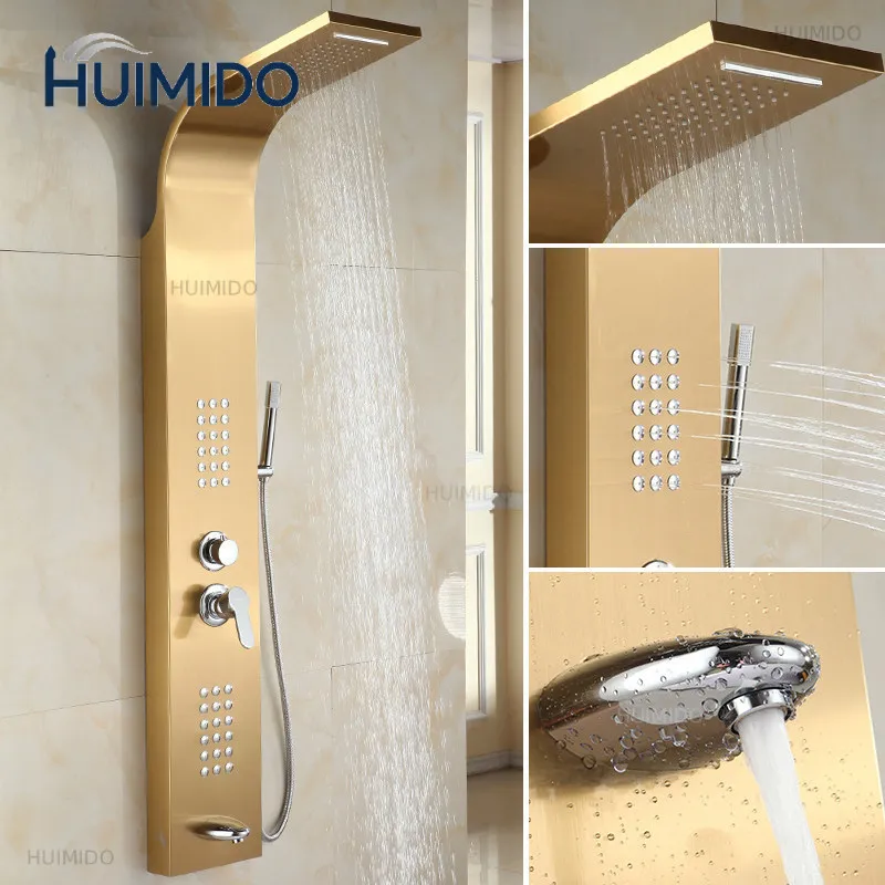 Stainless steel shower European golden shower set faucet large nozzle bathroom hot and cold constant temperature rain shower