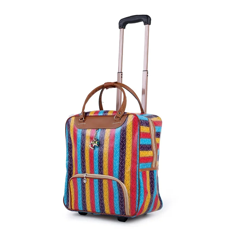 weekend Bag Women Trolley Luggage Rolling Suitcase Brand Casual Stripes Rolling Case Travel Bag on Wheels carry ons Suitcase