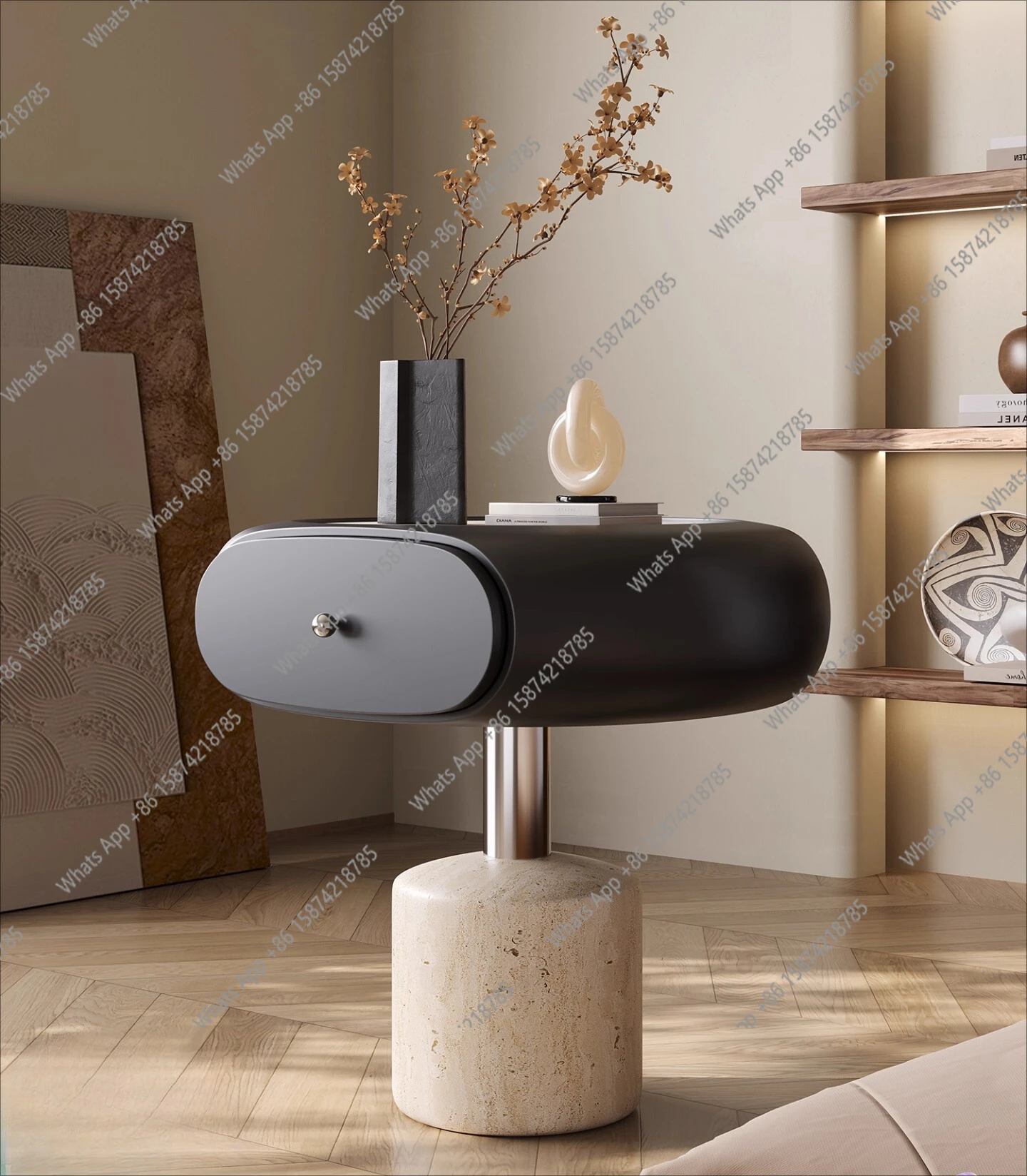 

Designer minimalist bedside table household bedroom bedside table light luxury living room sofa side cabinet design sense