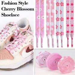 1 pairs NEW Fashion Cherry Blossom Shoelaces Colorful Flat Shoe Laces For Athletic Running Sneakers Shoes Boot Female Shoelace