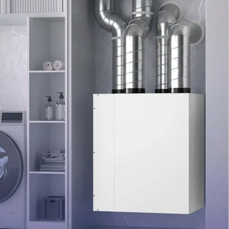 LANSTEP Energy Recovery Ventilation System ERV With EC Motor And Bypass, Vertical Fresh Air Solution For Homes
