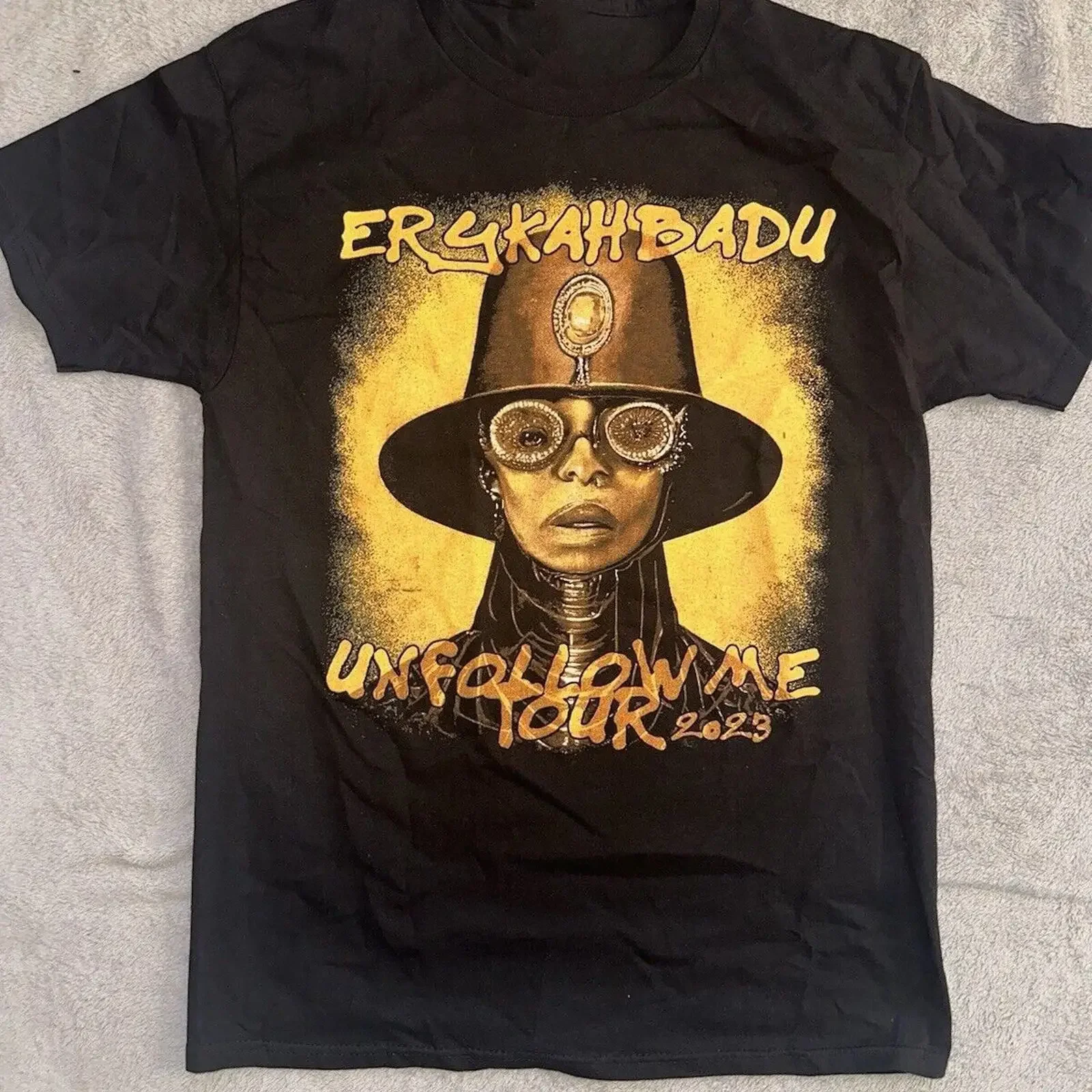 Neu Erykah Badu Unfollow Me Baumwolle schwarz alle Größen T Shirt vintage Washed fashion Casual Soft streetwear Stretched