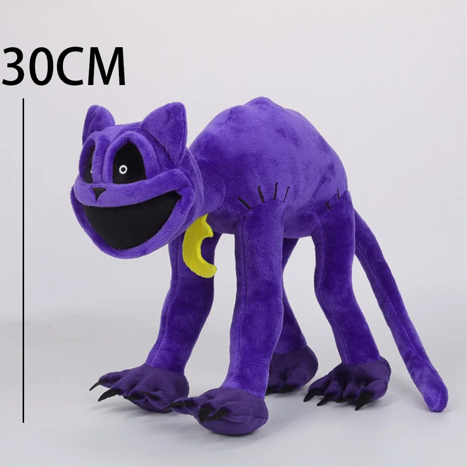 Peluche de Animal Sonriente de 30 cm, Gato Morado, Peluche Suave, Muñeca Miss Delight, Decoración, Regalo de Cumpleaños
