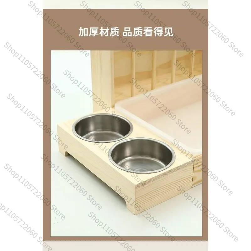 Wooden Rabbit Hay Feeder, Minimalist Wooden Water Dispenser, Landscaped Room, Pet Bed