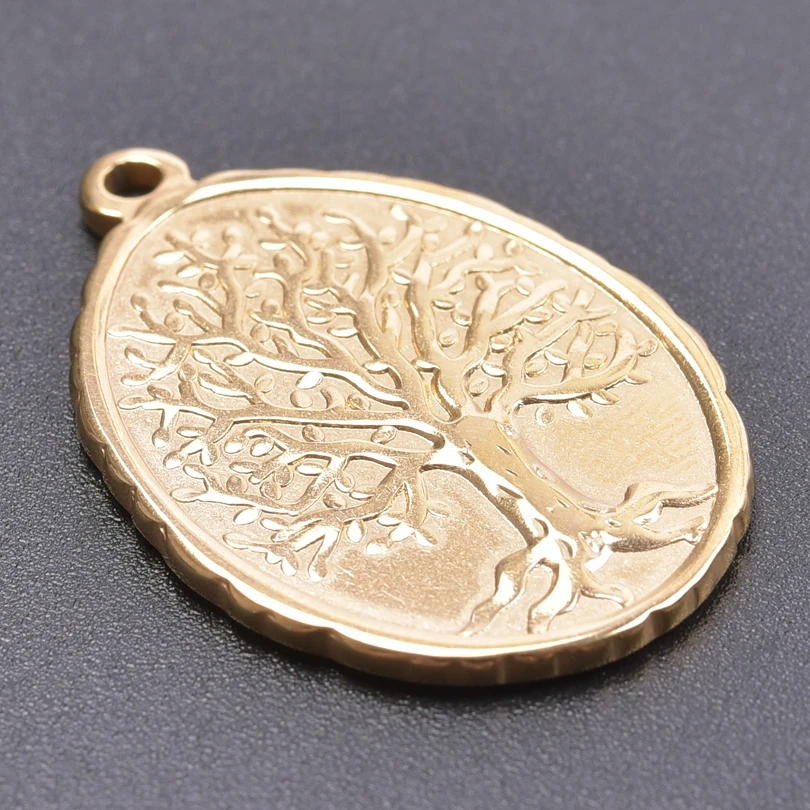 5pcs/Lot Plant Accessories Tree Of Life Charms For Jewelry Making No Fade Stainless Steel Charm Pendants DIY Necklace Brace