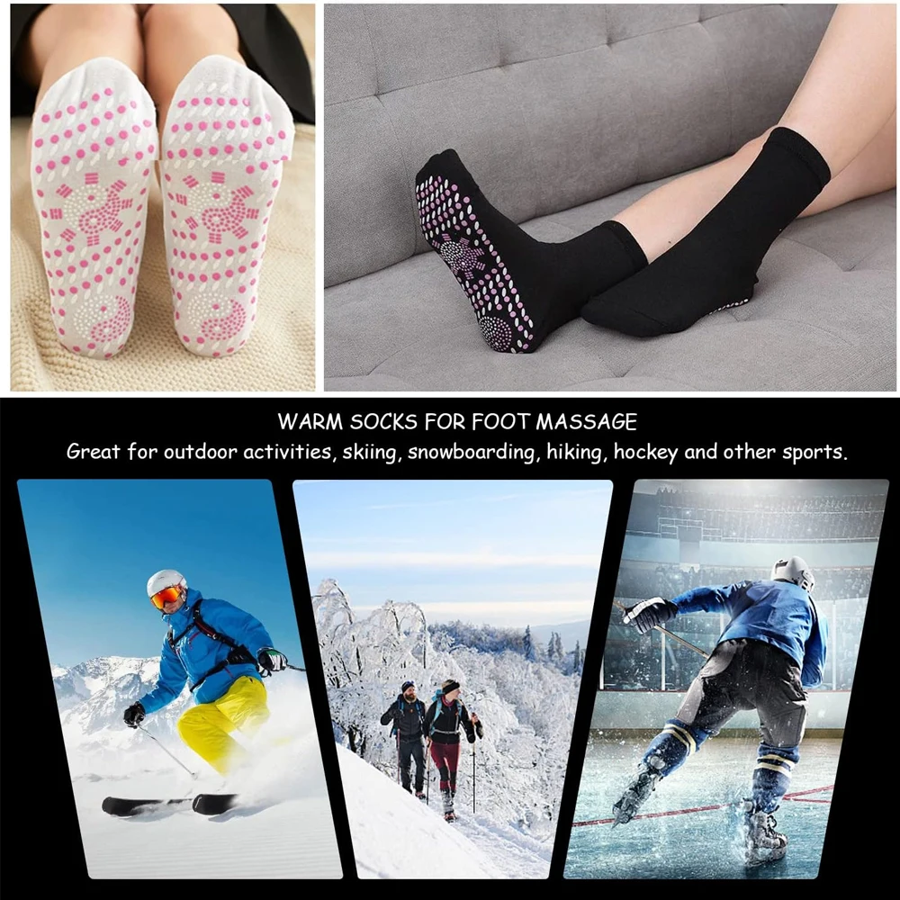 2Pairs Self-Heating Socks Man Woman Warm Insoles for Winter Shoes Insert Foot Warmer Socks Magnetic Therapy Massage Thermal Sock