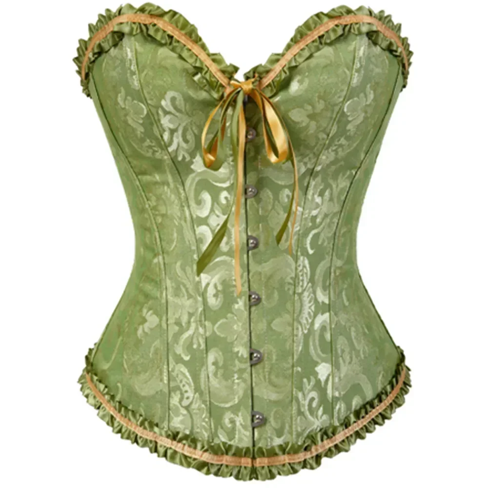 Sexy Bustiers And Corsets Floral Lace Tops Shapewear For Women Vintage Corset Gothic Overbust Satin Jacquard Corsets image 3
