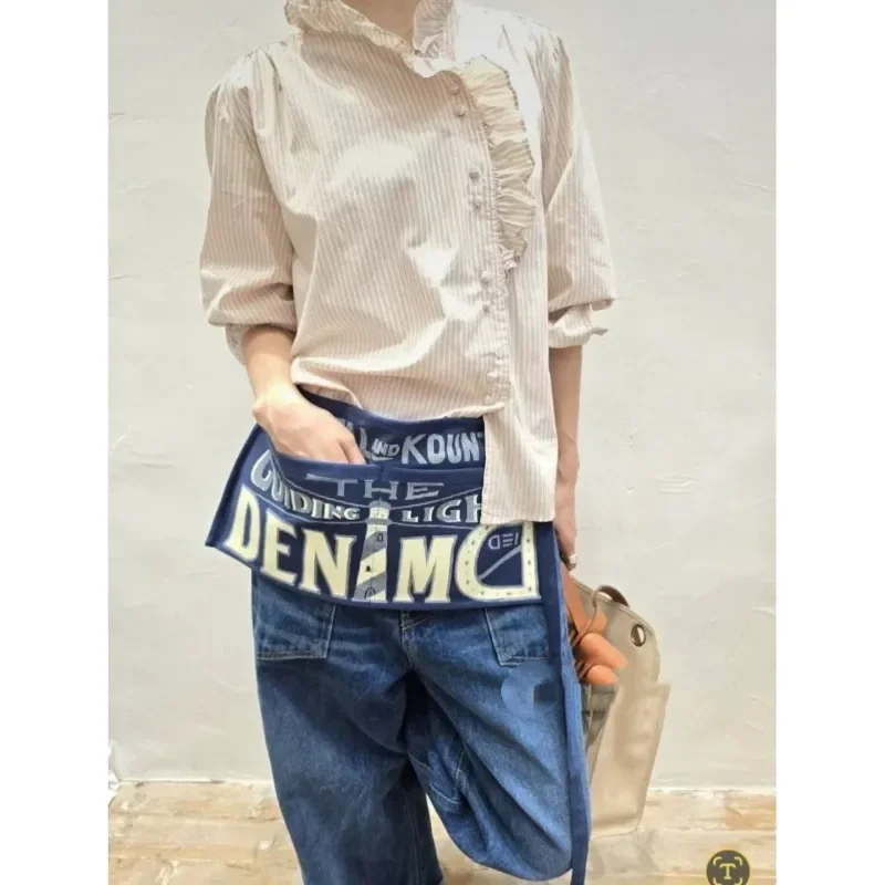 For Style Canvas Waist Bag Medium Antique Letter Design Buckle Chest Pack Trendy Personalized Daily Travel