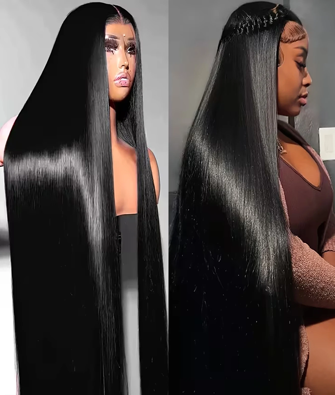 

40-дюймовые парики из натуральных волос с кружевной передней частью 13x6, плотность 200, прямые, с HD-кружевом, предварительно выщипанные, 13x4, прямые, без клея