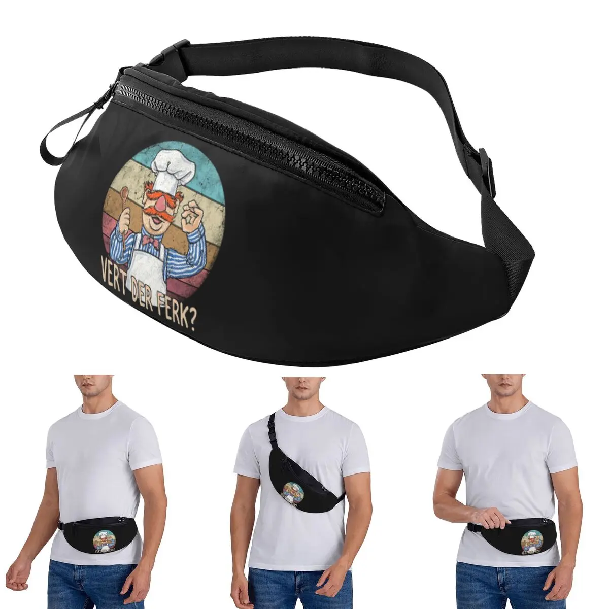 

Crossbody Waist Bag The Swedish Chef Men Women Fanny Pack Traveling Running Money Phone Pouch