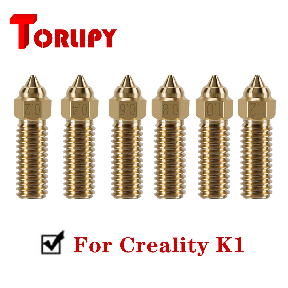 For Creality New K1 Brass Nozzles Kit M6 0.2/0.4/0.6/0.8/1.0/1.2mm For K1 FDM 3D Printer Parts Non Stick Filament