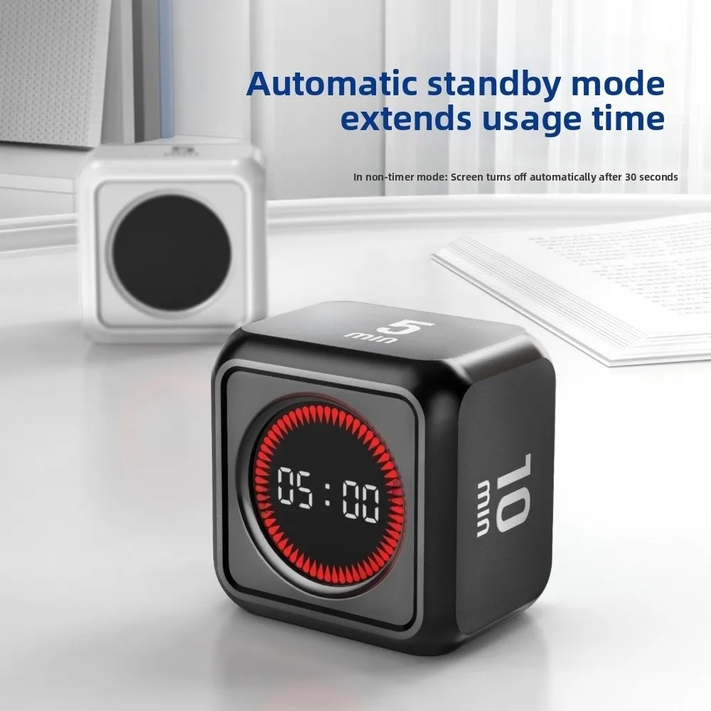 Gravity Sensor Gravity Sensing Timer LED Display Cube Shape Visual Flip Timer USB Rechargeable 4 Preset Time Countdown Timer