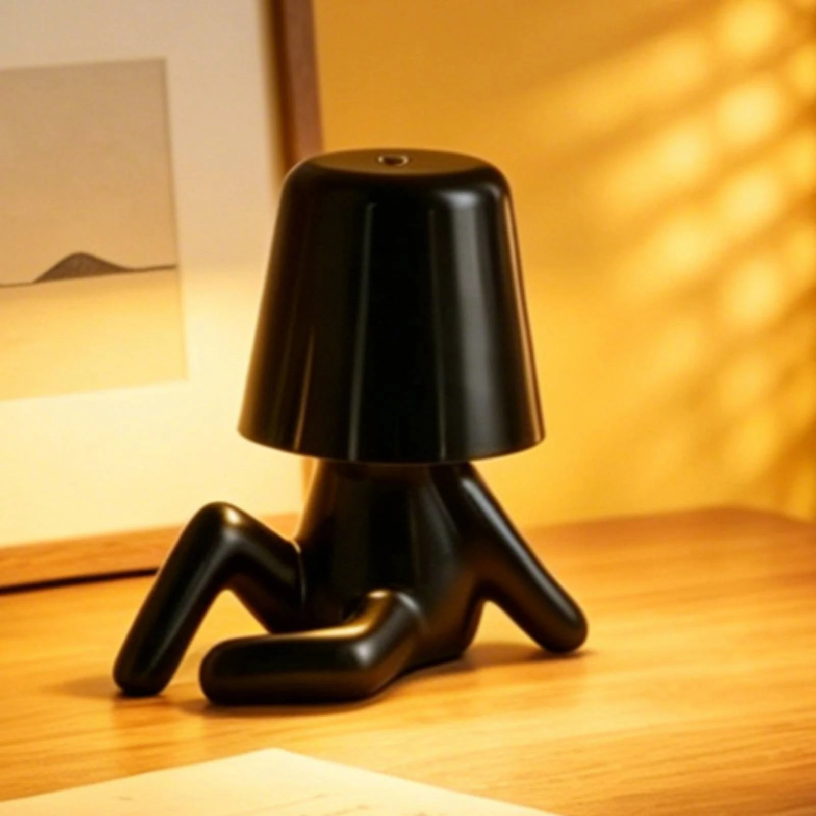 Sitting Figure Lamp ABS Resin Bedside Night Light Cup Shade Lamp Eye Friendly Home Lighting Corded for Office Desk