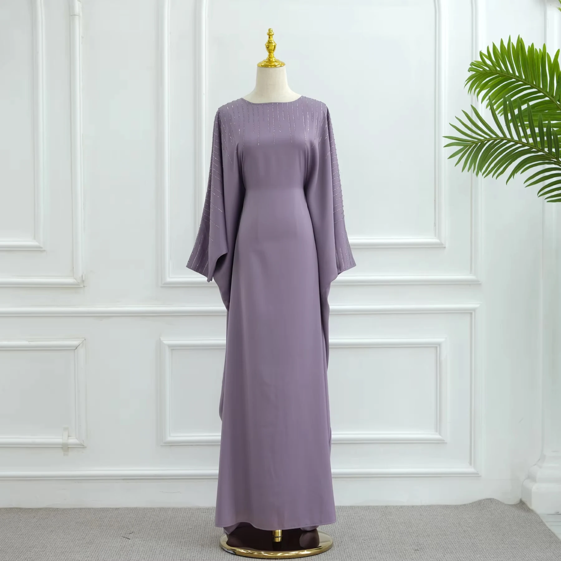 Abaya 2025 vêtements musulmans EID strass Satin papillon Abaya chauve-souris luxe Abaya femmes robe musulmane vêtements pour femmes