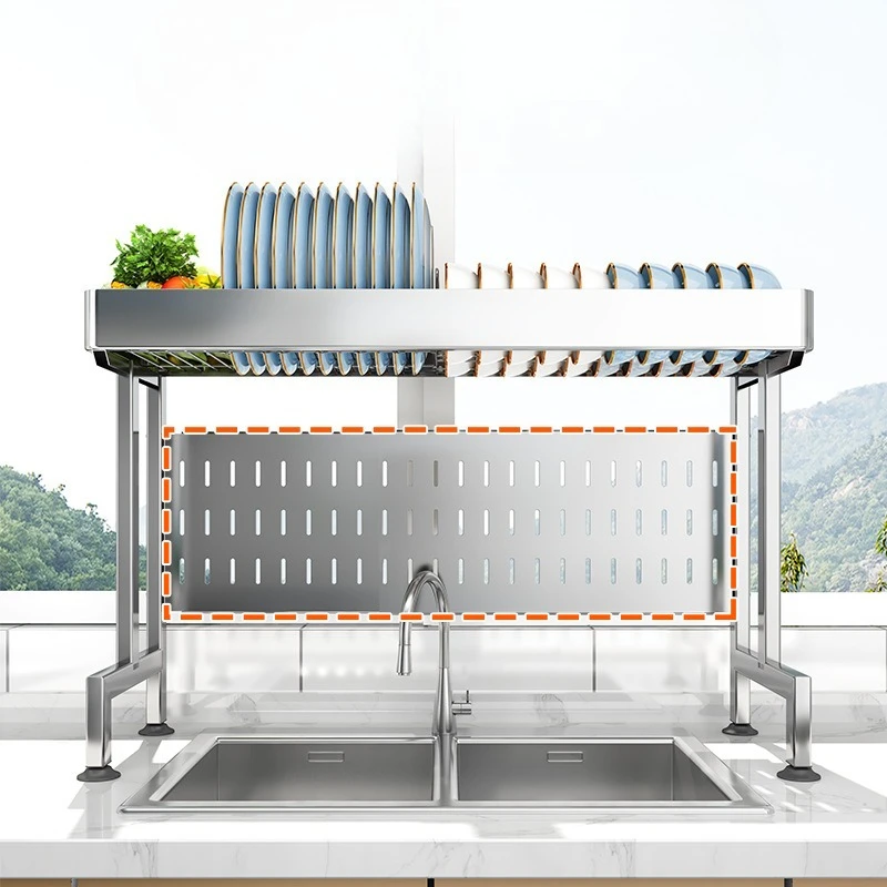 Expandable Sink Dish Drainer Rack 304 Stainless Steel Heavy Duty DIY Pegged Panel Storage System Rustproof No Drill Installation