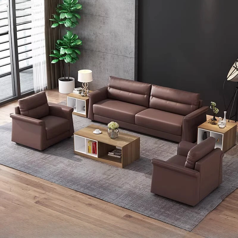 

Office Sofa Three-person Business Meeting Office Xipi Sofa Coffee Table Combination