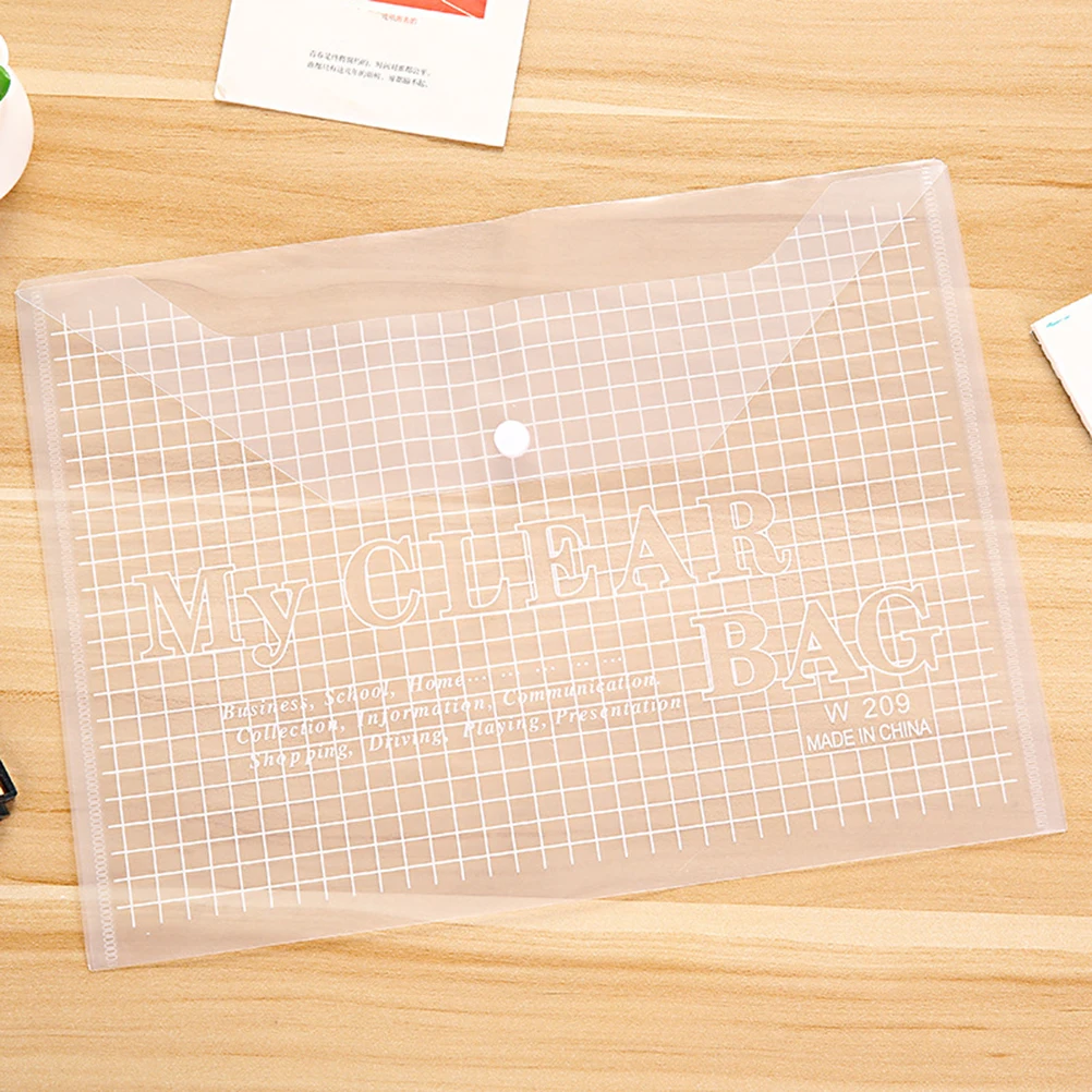 

12 Pcs Snap Document Pocket Organizer Transparent File Holder Office Bag Button