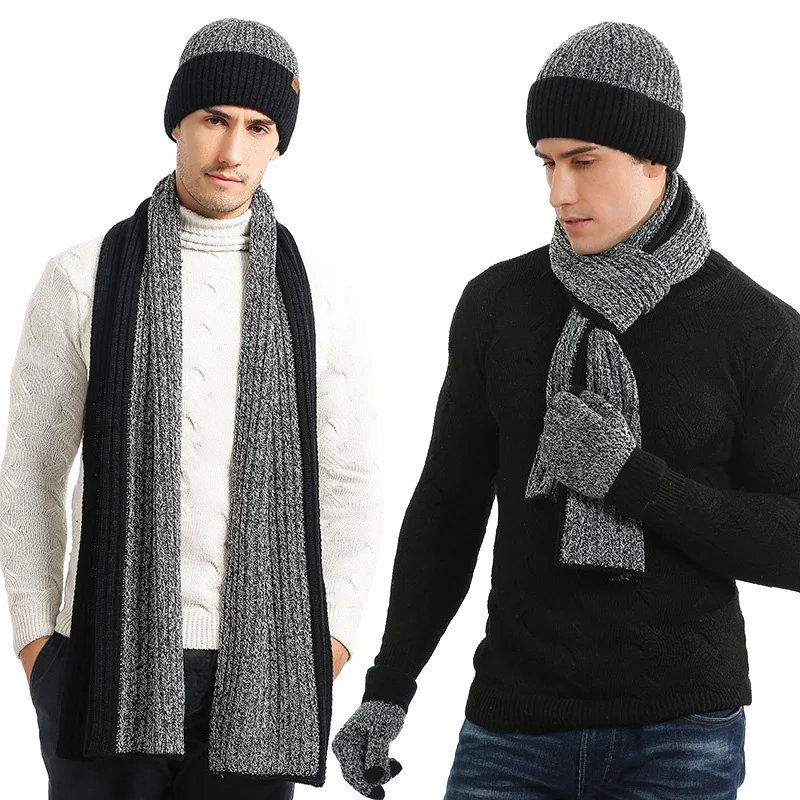 warm-knitted-winter-accories-set-scarf-gloves-hat-tee-piece-outdoor-skiing-cold-resistant-one-piece-woolen-clothing