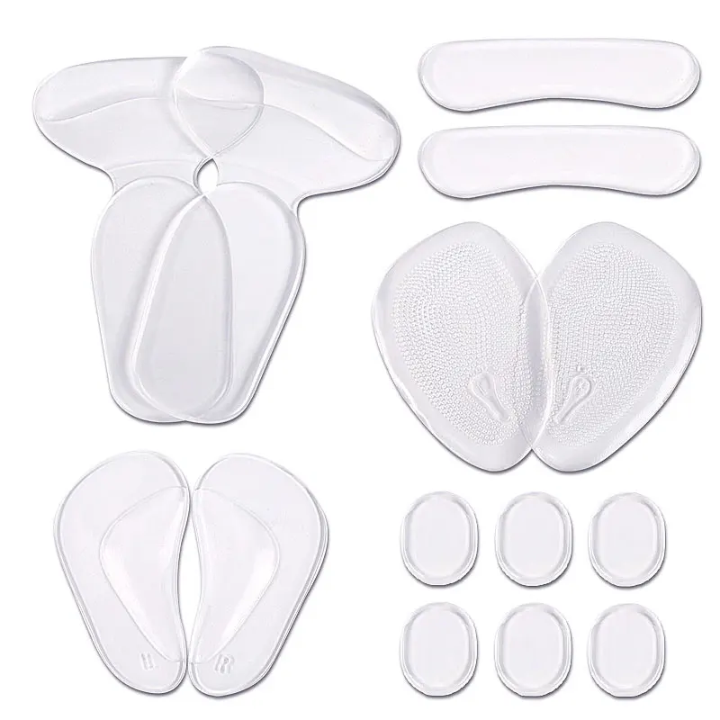 1Set High Heel or Shoe Gel Cushion Inserts Insole Pads Heel Liners, Anti Slip Forefoot Pads Back of Heel Cushion Gels Heel Grips