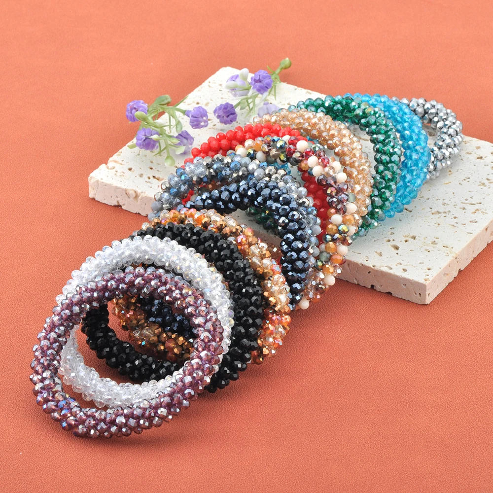Lokaer Fashion Crystal Beads Elastic Handmade Strand Bracelet Bangle for Women Gift Multicolor Bracelets Jewelry Boho B25218